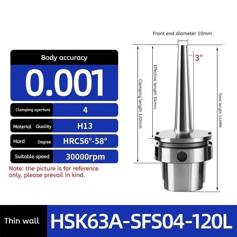 10022 HSK63 SFS Heat shrink holder Thin wall heat shrink holder Thin wall sintered handle Integrated SFS holder Shandong Denso Pricision Tools Co.,Ltd.